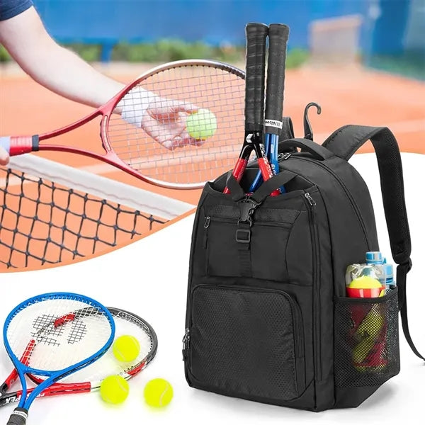 Polyester Tennis Backpack With Multi Pocket And Shoe Storage