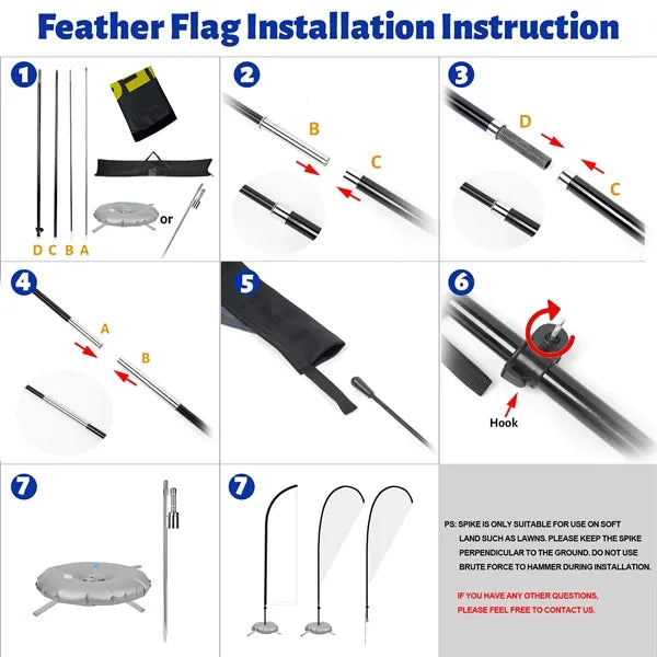 15' Feather Flag Kit-Double Sided With Cross Base&Water Bag