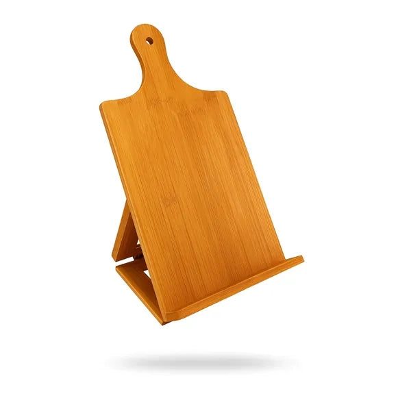 Engraved Bamboo Recipe Cookbook & Tablet Easel Stand