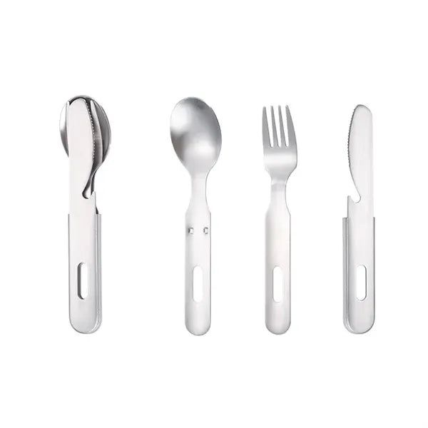 Folding Pocket Stainless Steel Fork Knife Spoon Flatware Set