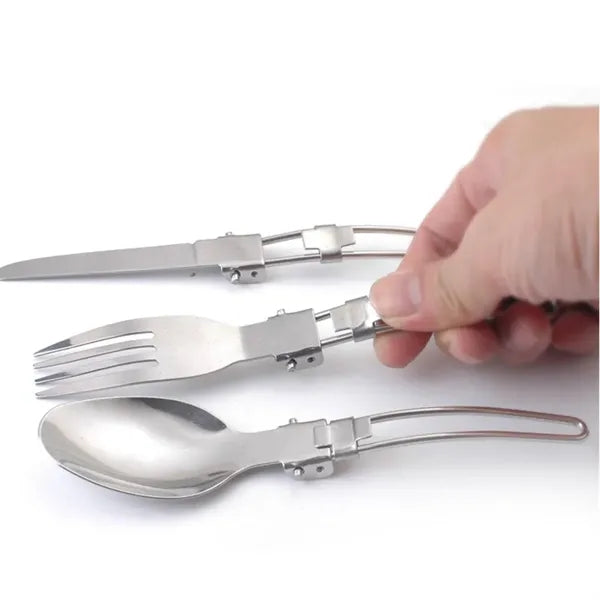Outdoor Folding Spoons and Forks Set with Pouch