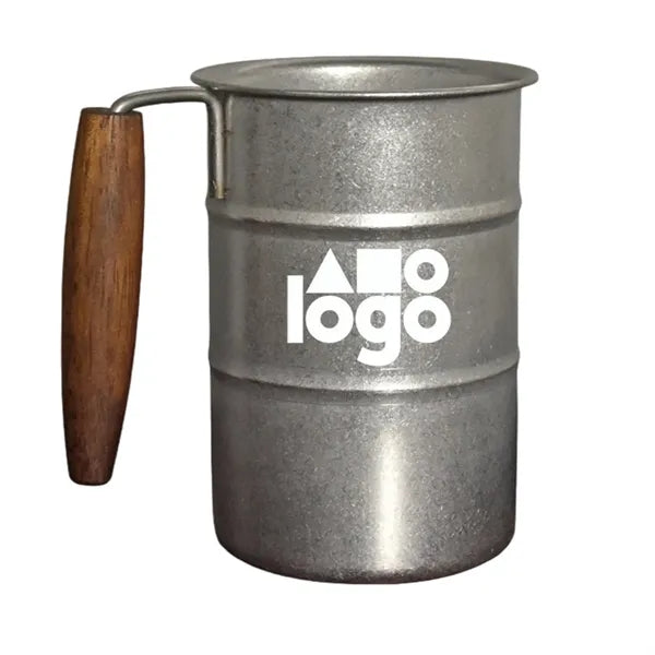 Classic Stainless Steel Camping Mug with Wooden Handles