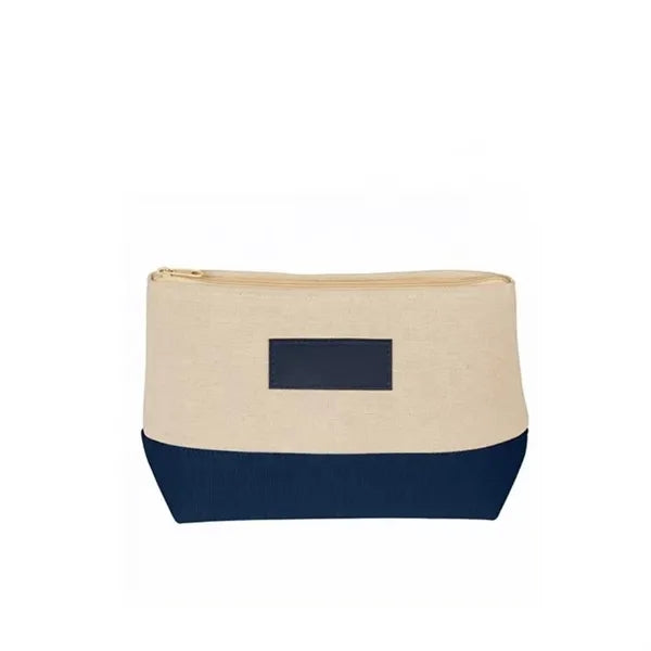Jute Canvas Zippered Cosmetic Bag