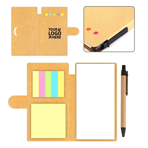 Kraft Paper Sticky Notebook With Pen