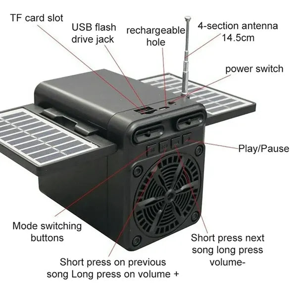 Versatile Solar Powered FM Radio With Bluetooth