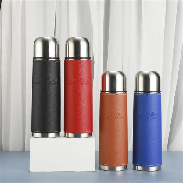 16oz Leatherette Slim Vacuum Bullet Bottle