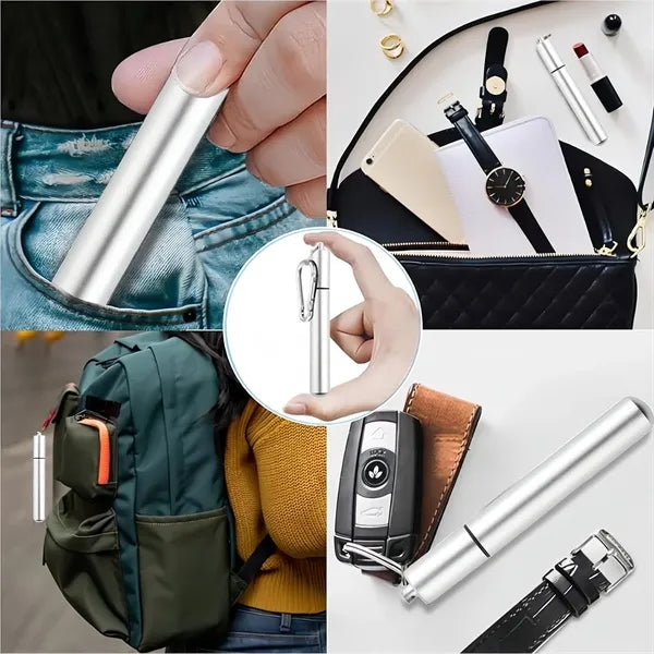 Collapsible Drinking Straw with Keychain Holder