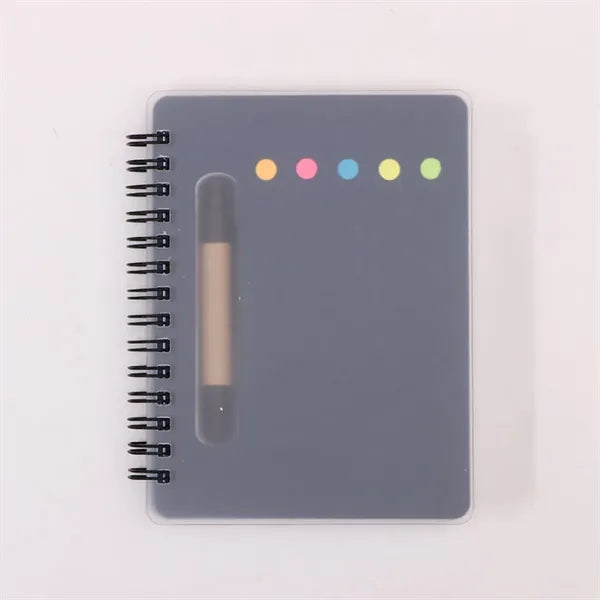 Spiral Book with Built-In Pen and Various Sticky Notepads