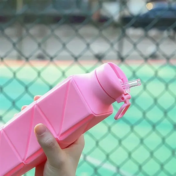 22oz Collapsible Square Silicone Sports Bottle with Spout