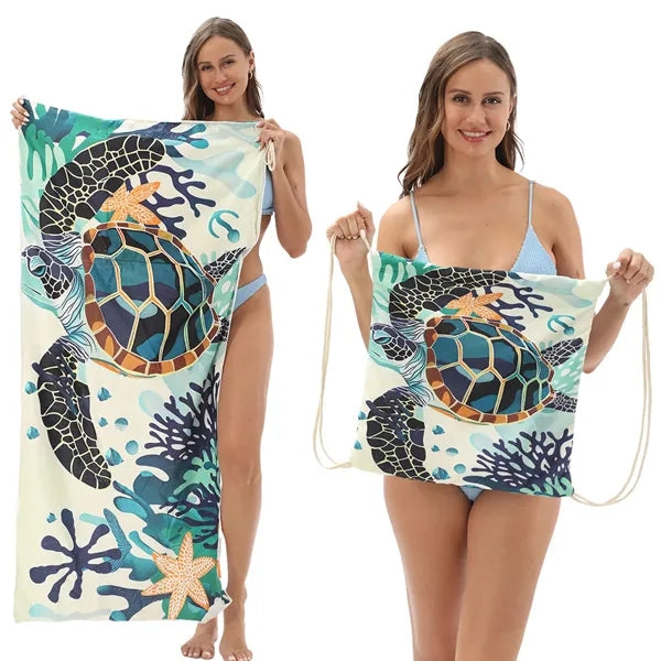 Versatile 2-In-1 Foldable Beach Towel With Storage Bag