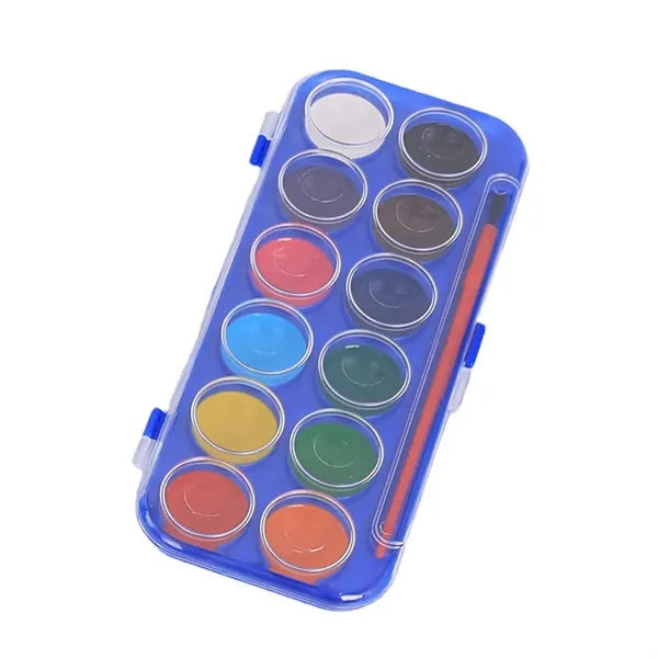 12-Color Blendable Rewettable Watercolor Set Portable Case