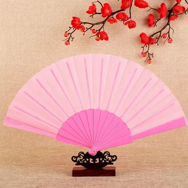 Folding Fabric Fan w/ Plastic Handle