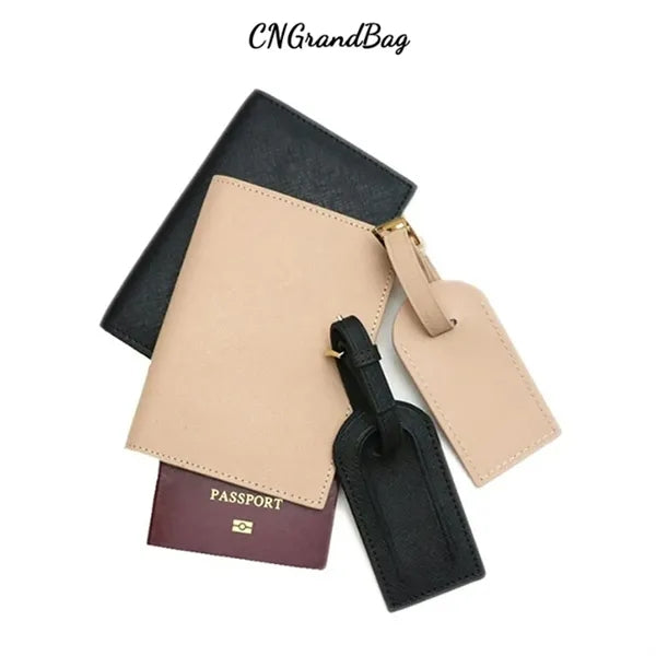 Pu Leather Passport Holder & Luggage Tag Set