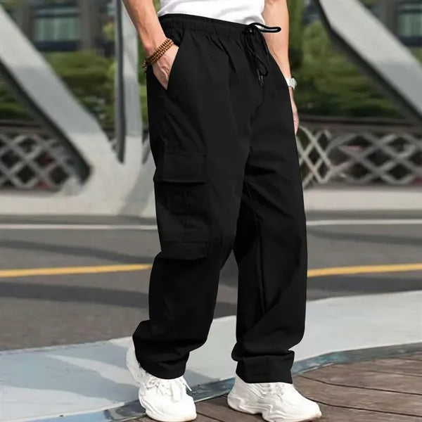 Drawstring Waist Workwear Trousers Men's Cargo Pants