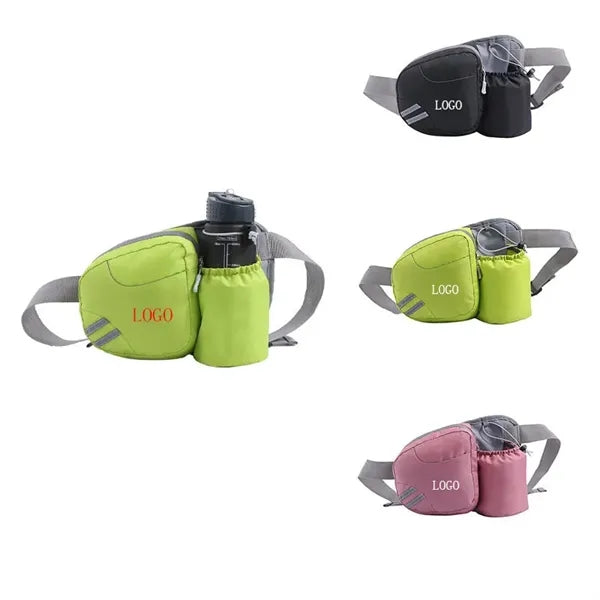 50pc MOQ Zippered sports fanny Pack with Water Bottle Slot