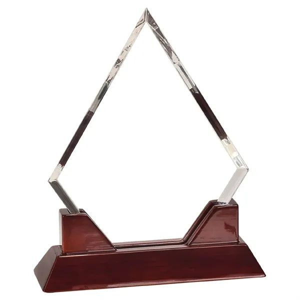 8 1/2" Diamond Prestige Acrylic Award w/ Rosewood Base