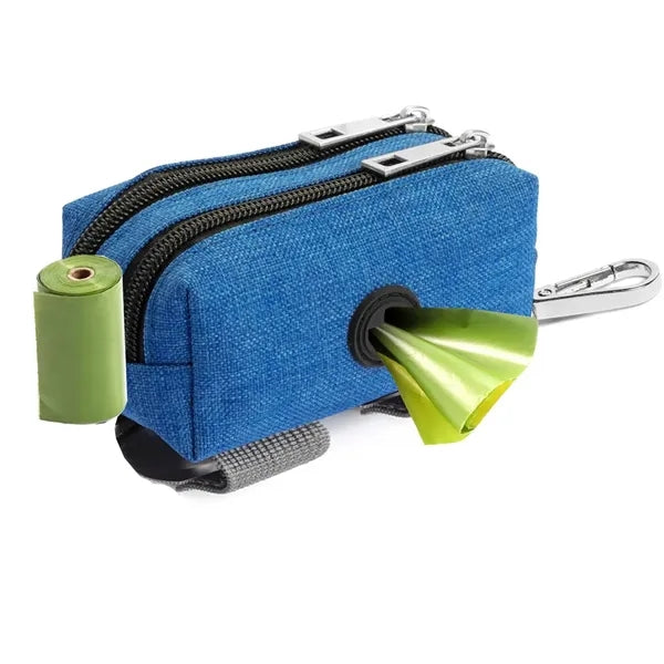 Double Zipper Dog Poop Bag Holder Dispenser Treat Pouch