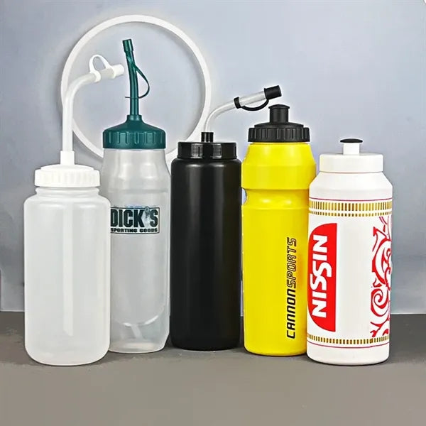 33.8 oz Ice Hockey Boxing Sports Marathon Bottle with Straw