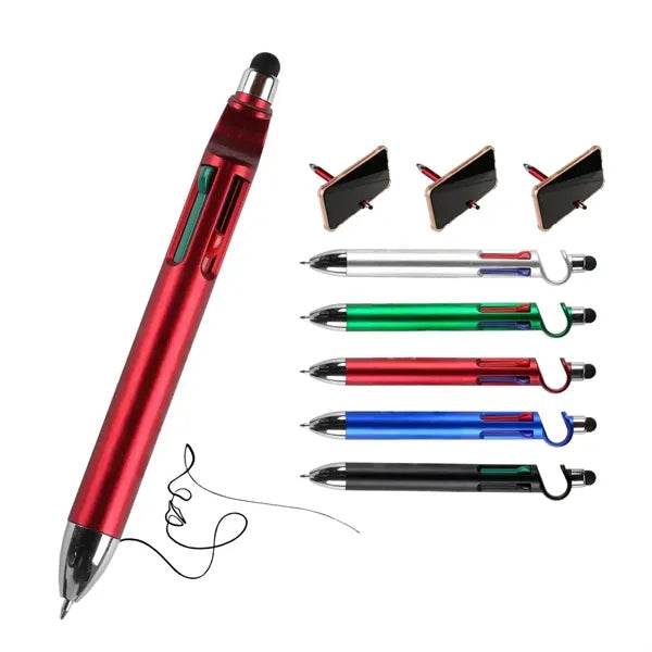 4-In-1 Stylus Ballpoint Pen With Phone Stand & Multi-Ink
