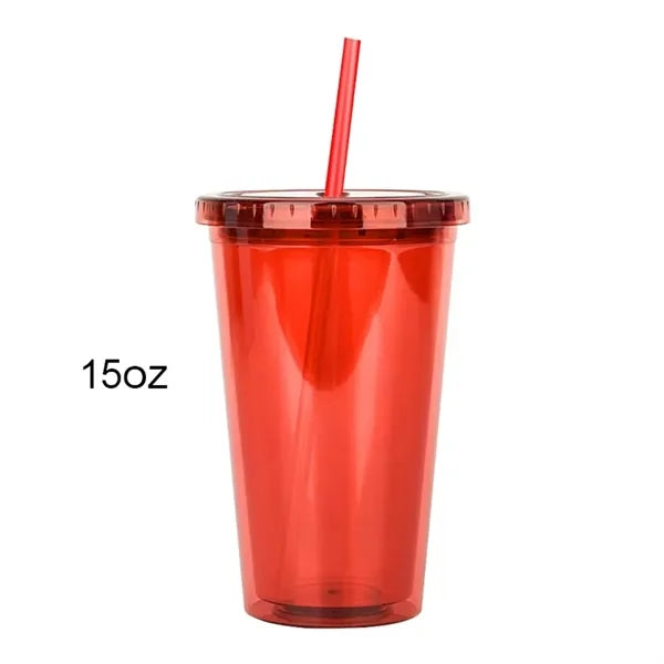 Double Plastic Cups With Lids And Straws