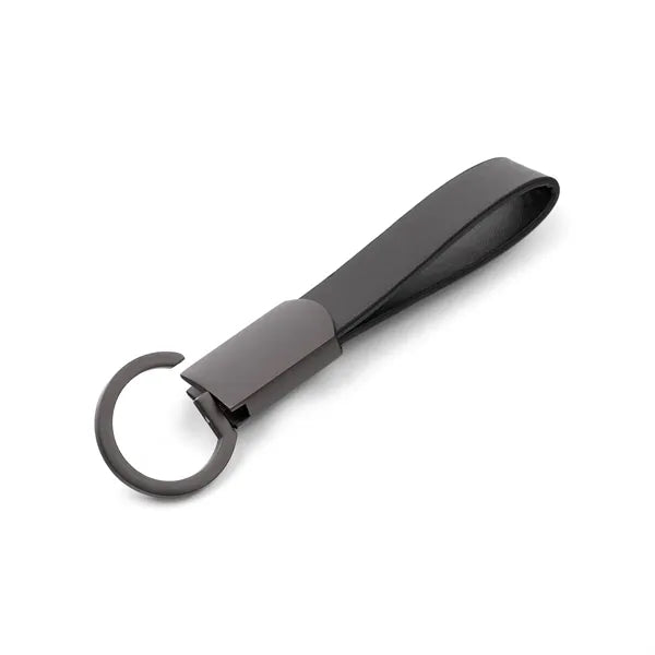 Axis Gunmetal Leather Keyring