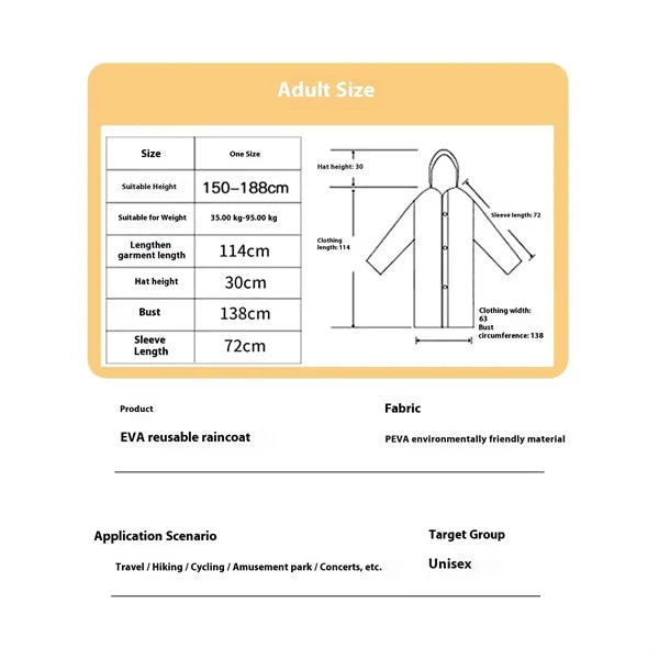 Durable EVA Rain Poncho