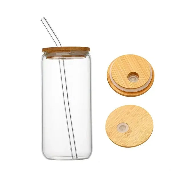 16oz Drinking Glasses With Bamboo Lids