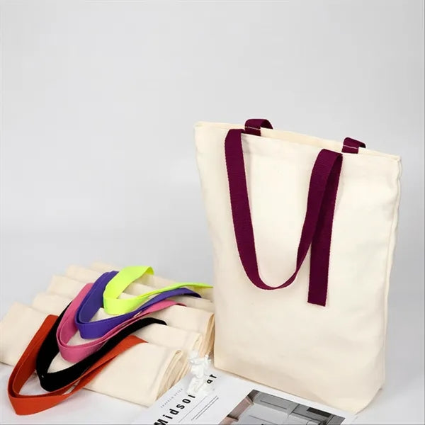 Coloured Strap Canvas Tote Bag