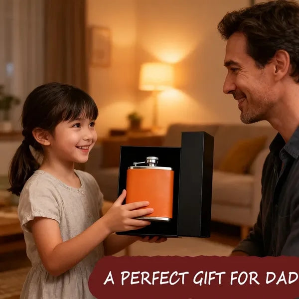 6Oz Leather Flask With Stainless Steel For Men