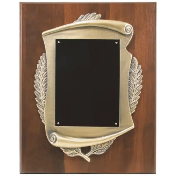 12" x 15" Genuine Walnut Plaque w/ Scroll Frame & Plate