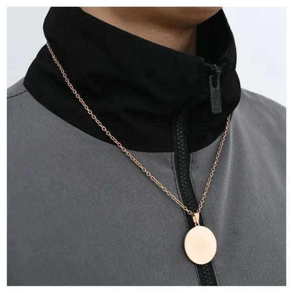 Dual Sided Mirror Medal Pendant Necklace