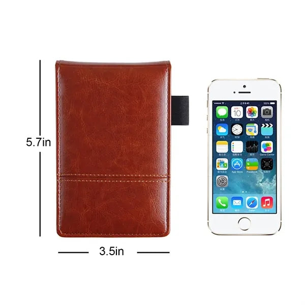 Pocket Leather Notebook Portfolio with Calculator