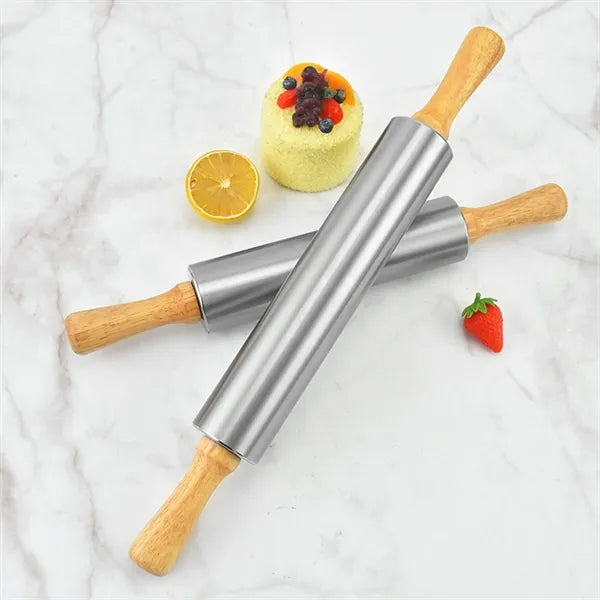 Stainless Steel Dough Roller Rolling Pin With Handle