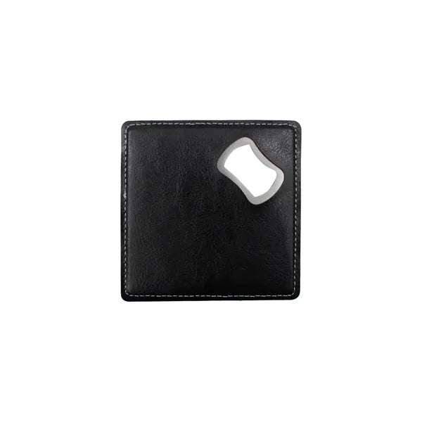 PU Leather-Wrapped Stainless Steel Can Opener Coaster