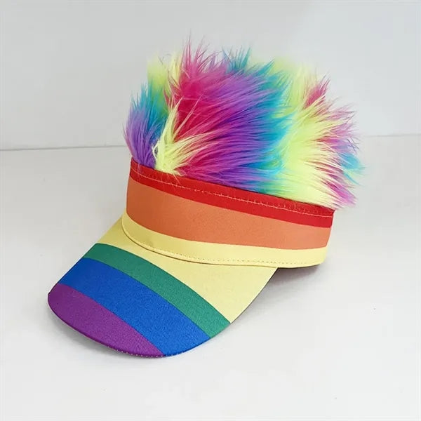 Adjustable Sun Visor Cap With Fake Hair