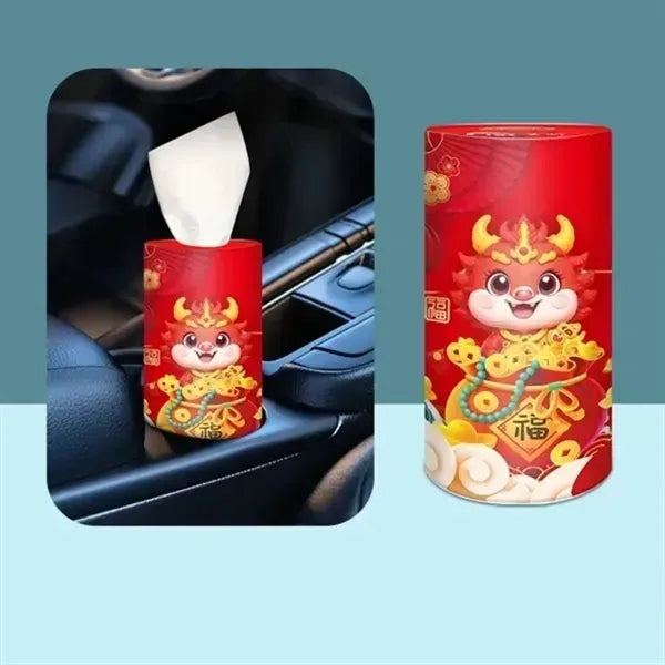 Cylinder Car Tissue Box