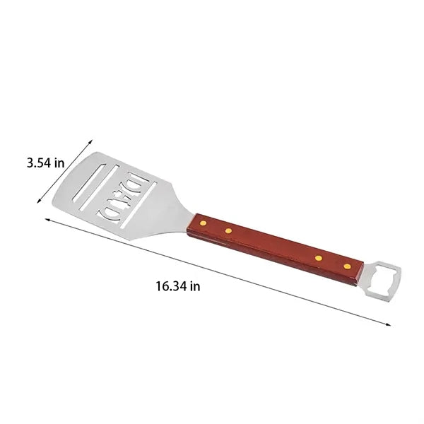 Heat-Resistant Wood Handle Grill Spatula with Bottle Opener