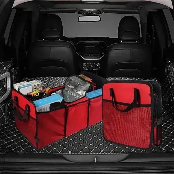 Collapsible Car Trunk Organizer With Cooler Storage Bag