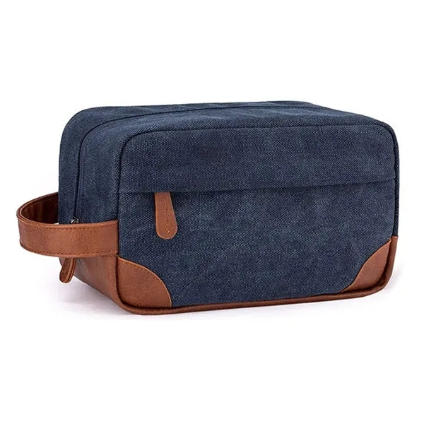 Canvas Toiletry Bag with Leather Accents