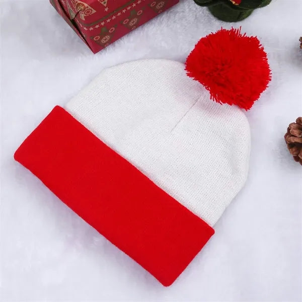 Pom-Pom Knit Beanie Hat