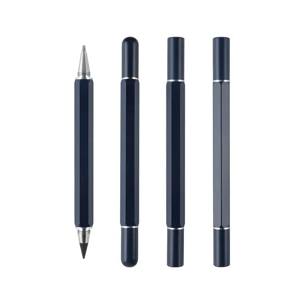 Dual-Tip No-Sharpening Replaceable Tip Hexagonal Metal Pen