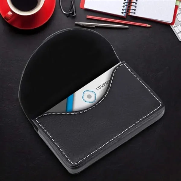 Leather Business Card Holder with Stitch Detail