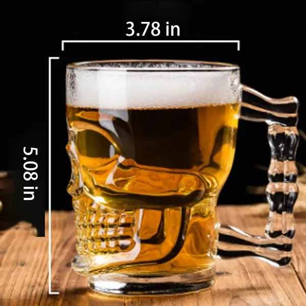 17oz Durable Thick Heat-Resistant Skull Glass Beer Mug