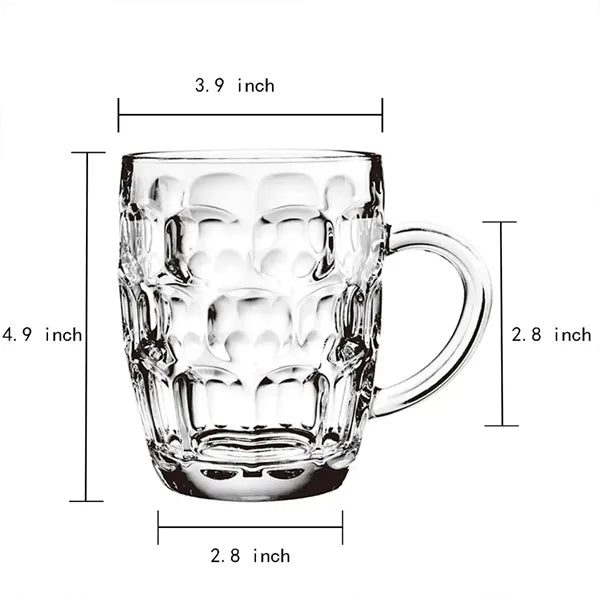 8.5-oz Sturdy Ergonomic Classic Honeycomb Glass Beer Mugs
