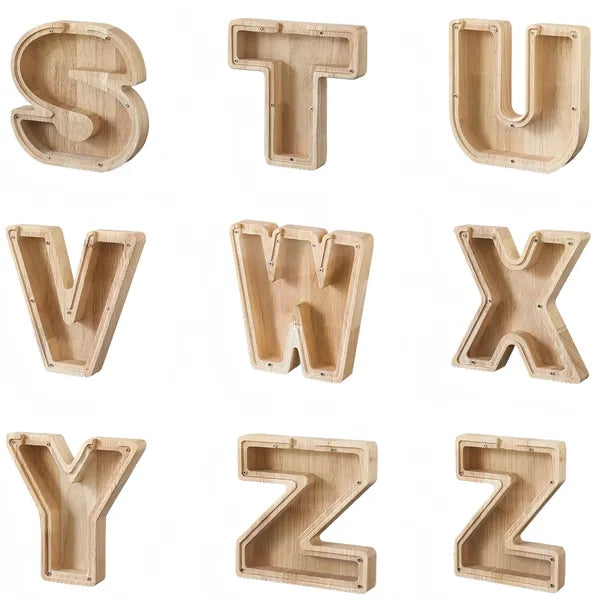 Wooden 26-Alphabet Coin Box Kids Toy Organizer