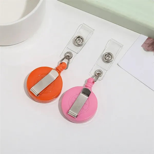 Circular Quick-Release Badge Holder With Retractable Clip