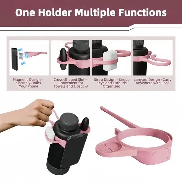 Magnetic phone holder for water bottle