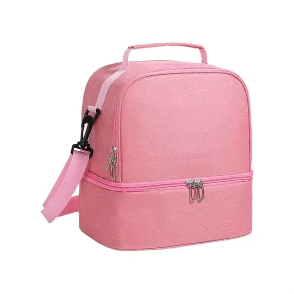 Insulated Shoulder Strap Bag - Double-Layer for Students