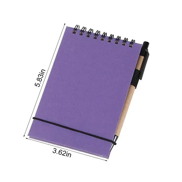 Mini Spiral Notebook with Pen - Portable Compact Design