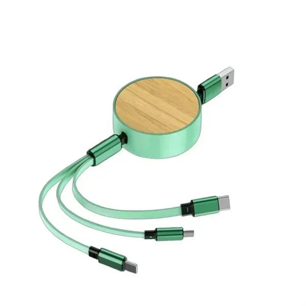 Bamboo 3-in-1 Retractable Charging Cable